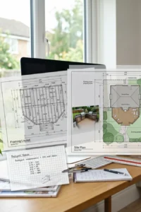 Professional custom deck plans tailored to a residential backyard and permit requirements